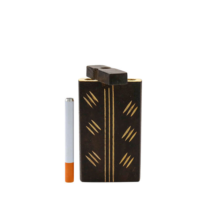 Dark Wood Dugout with Twist Top and Metal Taster (SB-13) | 4 inch | Scratched product image