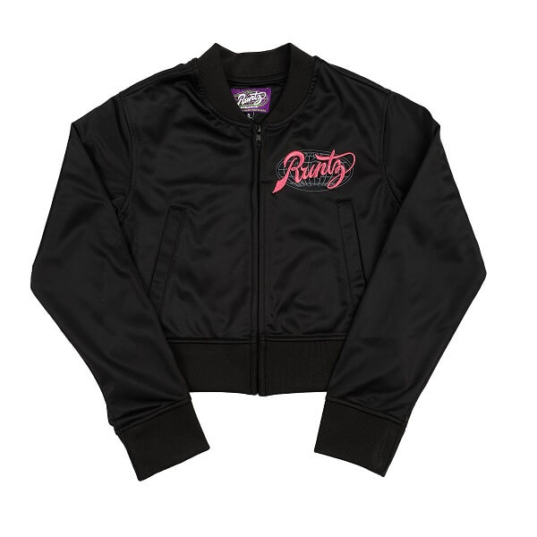 RUNTZ Stoned Scripts Womens Cropped Track Jacket | Black (321-33696-BLK) (MSRP $70) - image 1 of 3