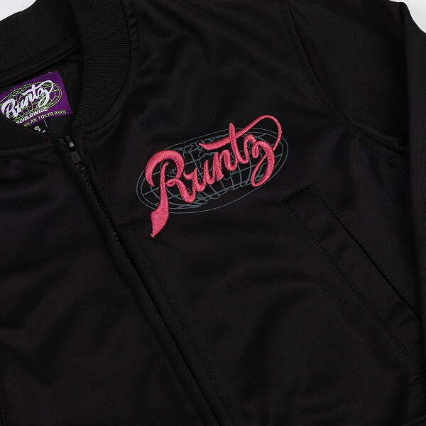RUNTZ Stoned Scripts Womens Cropped Track Jacket | Black (321-33696-BLK) (MSRP $70) - image 3 of 3