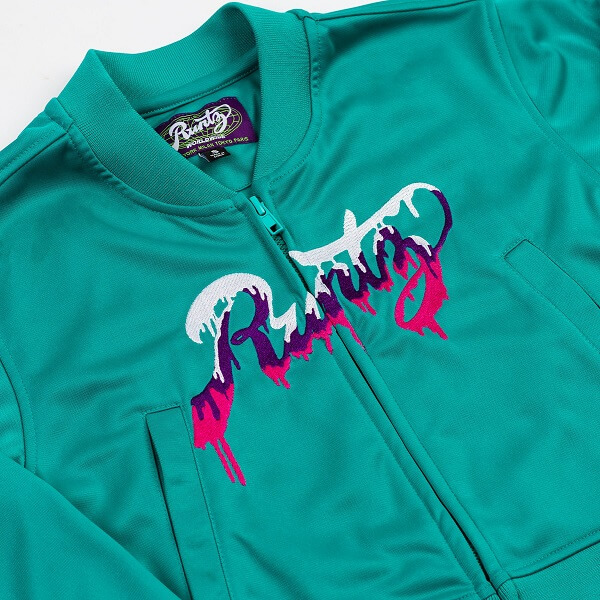 RUNTZ Drip Scripts Womens Cropped Track Jacket | Jade (321-33698-JAD) (MSRP $70) - image 3 of 3