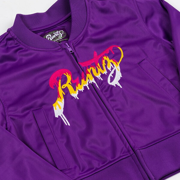 RUNTZ Drip Scripts Womens Cropped Track Jacket | Purple (321-33698-PUR) (MSRP $70) - image 3 of 3