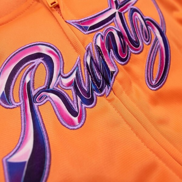 RUNTZ Stoned Scripts Womens Cropped Track Jacket | Coral (321-33697-COR) (MSRP $70) - image 3 of 3