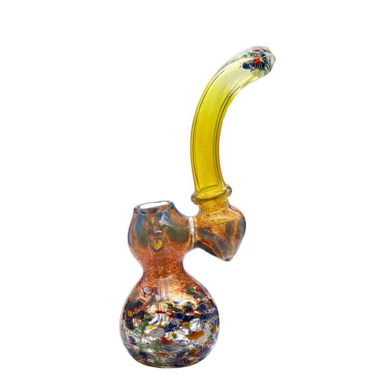 Gold Fumed Frit Artwork Bubbler Handpipe (SHB-FW) | 9 inch product image