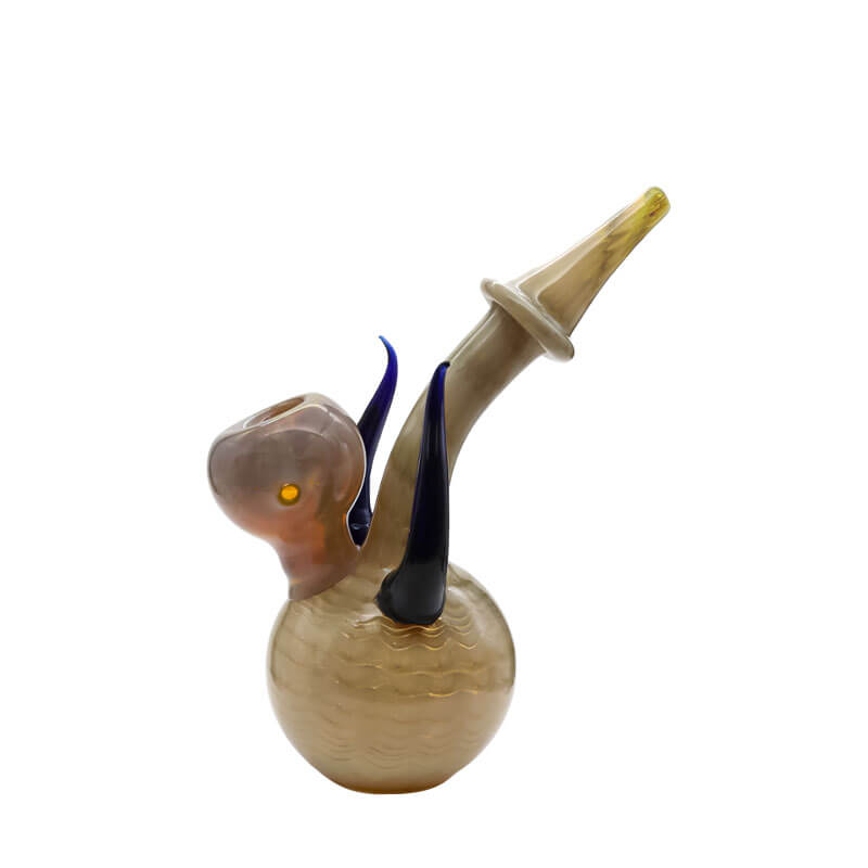 Ball Base Dual Horned Mushroom Tip Bubbler Handpipe (SHB-077) | 8 inch product image
