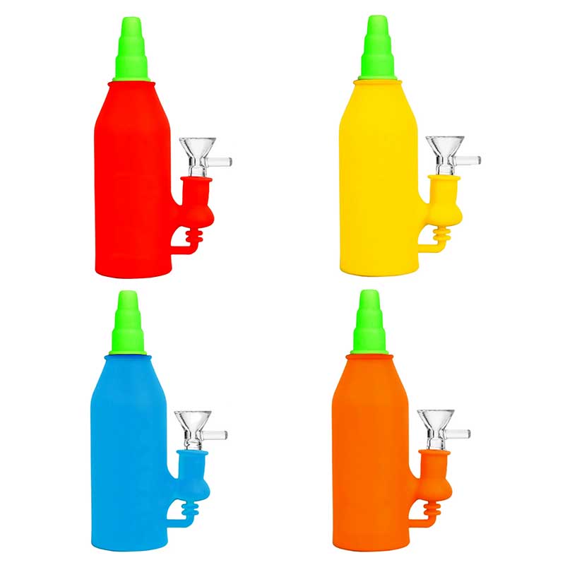 Silicone Hot Sauce Bottle Waterpipe (SB-155) | 7 inch | Assorted Colors product image