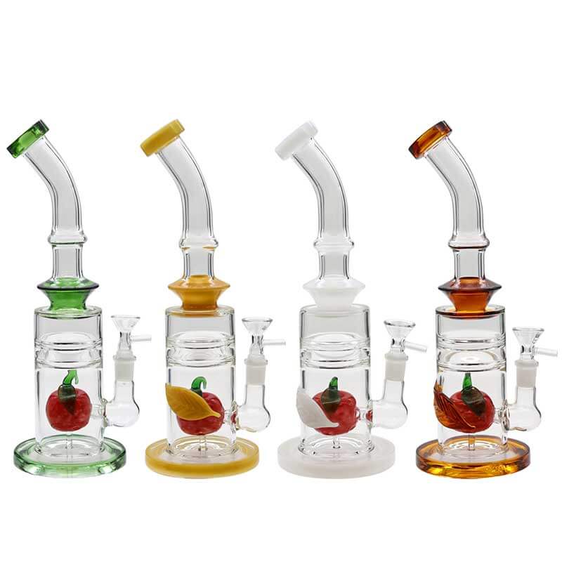 Bent Neck with Apple Perc Waterpipe (RB-485) | 12 inch | Assorted Colors product image