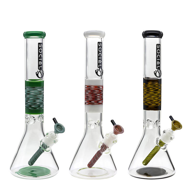 Social Wig Wag 7mm Heavy Beaker Waterpipe (A815) | 16 inch | Assorted Colors - image 1 of 4