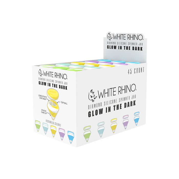 White Rhino Diamond Silicone Spinner Jar Glow in the Dark (SJ1004) | 45 Count Display product image