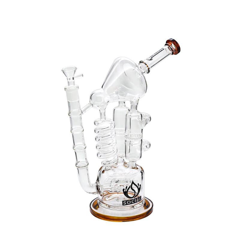 Social MAD SCIENTIST Coil with Dual Perc Recycler Waterpipe (A566) | 13 inch | Assorted Colors - image 2 of 5