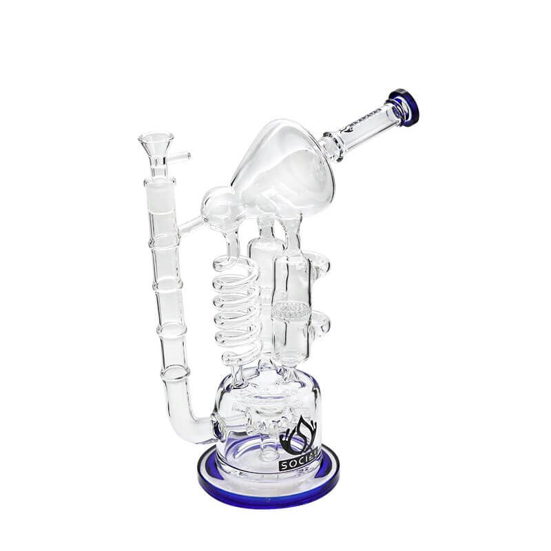 Social MAD SCIENTIST Coil with Dual Perc Recycler Waterpipe (A566) | 13 inch | Assorted Colors - image 3 of 5