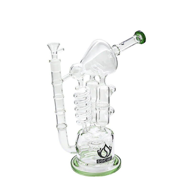 Social MAD SCIENTIST Coil with Dual Perc Recycler Waterpipe (A566) | 13 inch | Assorted Colors - image 5 of 5