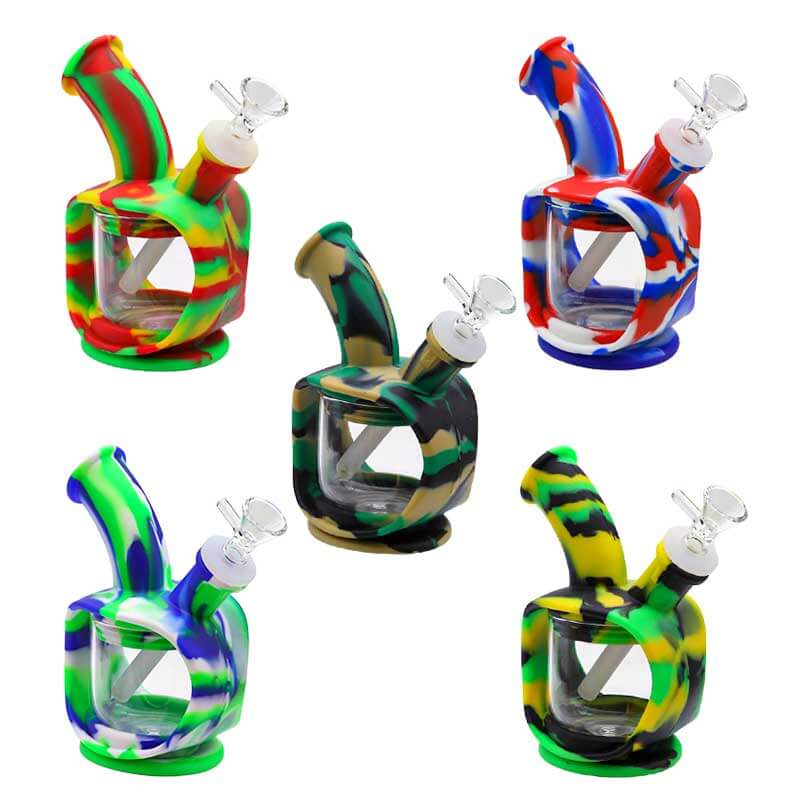 Silicone Kettle Glass Waterpipe (SB-215) | 6.5 inch | Assorted Colors product image