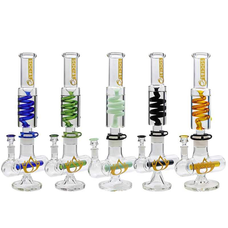 Social TROJAN with Inline and Coil Perc 2 Joint Gel Waterpipe (MK-02) | 16 inch | Assorted Colors - image 1 of 6