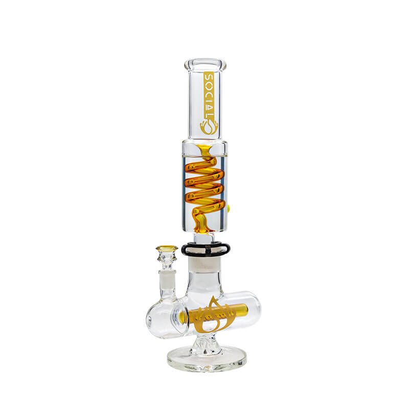 Social TROJAN with Inline and Coil Perc 2 Joint Gel Waterpipe (MK-02) | 16 inch | Assorted Colors - image 4 of 6