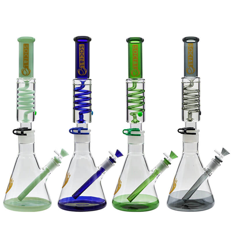 Social PERSIUS with Coil Perc 2 Joint Gel Beaker Waterpipe (MK-06) | 18 inch | Assorted Colors - image 1 of 5