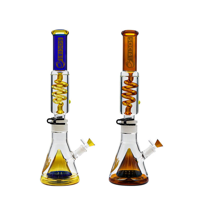 Social ZEUS Cone with Coil Perc 2 Joint Gel Beaker Waterpipe (MK-01) | 16 inch | Assorted Colors - image 1 of 3