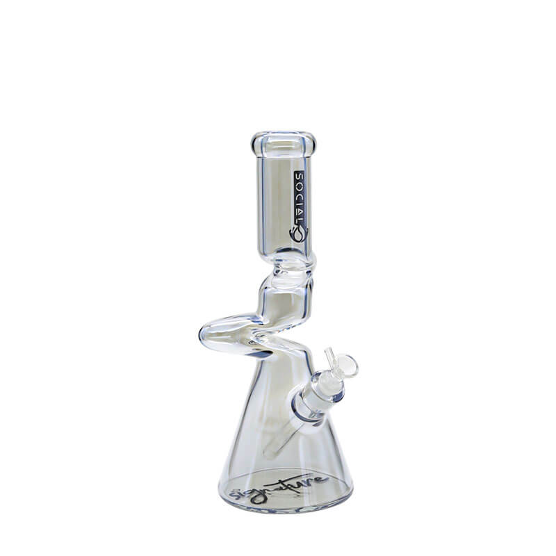 Social ALIEN Double Zong Electroplated Beaker Waterpipe (A856) | Assorted Colors - image 2 of 4