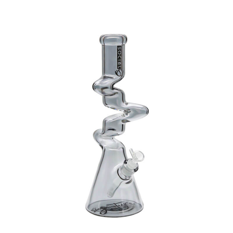 Social ALIEN Double Zong Electroplated Beaker Waterpipe (A856) | Assorted Colors - image 3 of 4