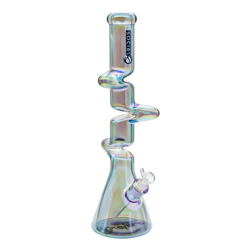 Social ALIEN Double Zong Electroplated Beaker Waterpipe (A856) | Assorted Colors - image 4 of 4