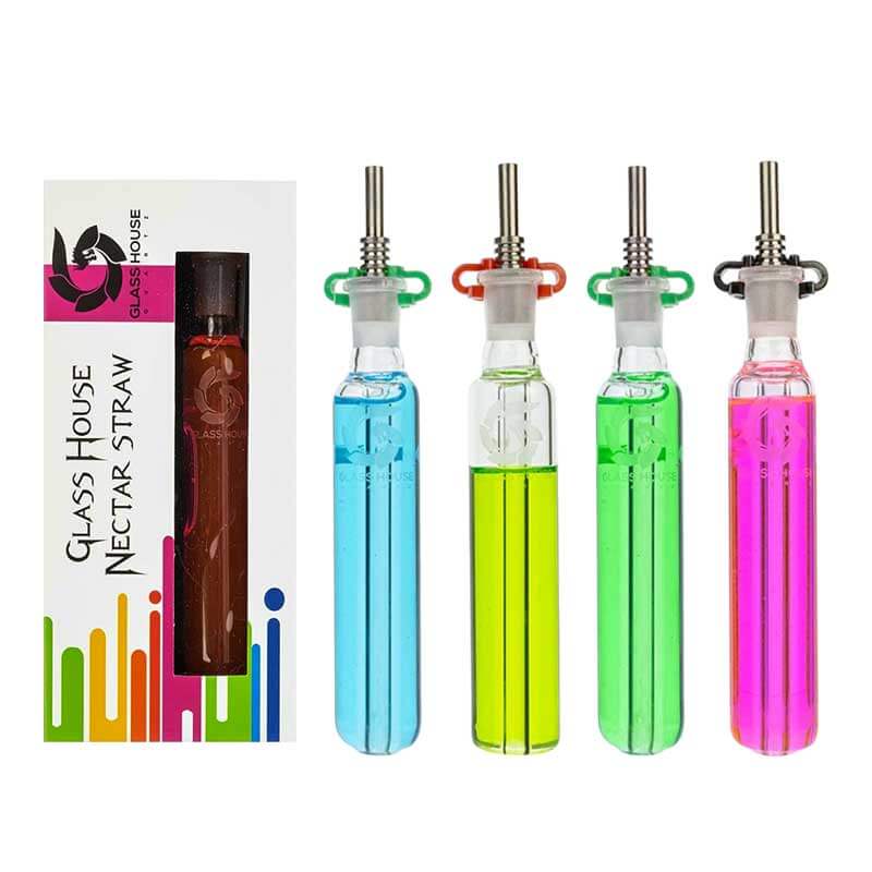Glass House Gel Filled Nectar Straw with Titanium Nail (GH-STRAW) | Assorted Colors product image