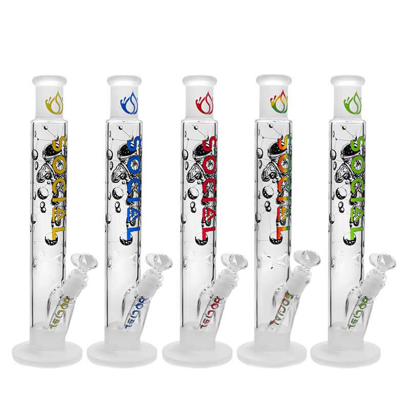 Social SPACE Frosted Printed Straight Waterpipe (A-20) | 15 inch | Assorted Colors - image 1 of 6