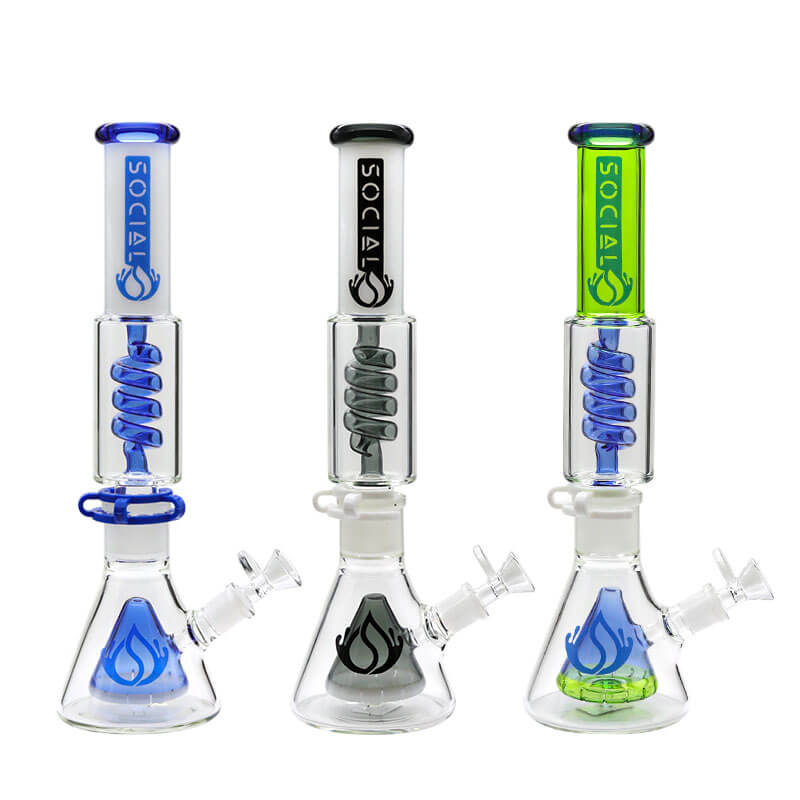 Social NYX Cone with Coil Perc 2 Joint Beaker Waterpipe (A-06/A-07/A-16) | 13 inch | Assorted Colors - image 1 of 4