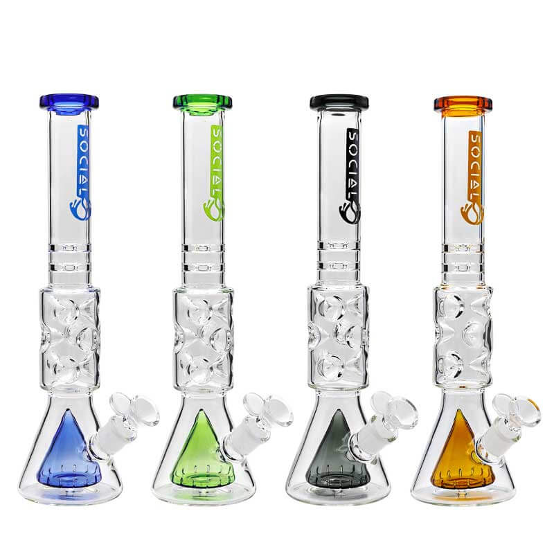 Social THANATOS Cone and Disc Perc Fab Egg Beam Beaker Waterpipe (A-12) | 14 inch | Assorted Colors - image 1 of 5