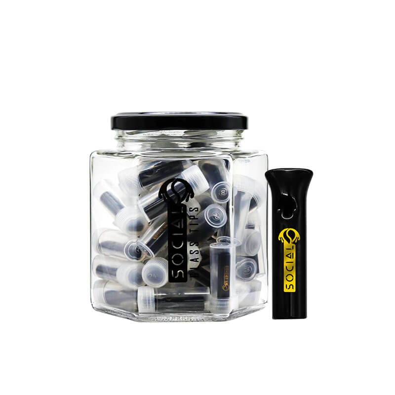 Social Glass Black Flat Tips (SGT-03) | 50 Count Display product image