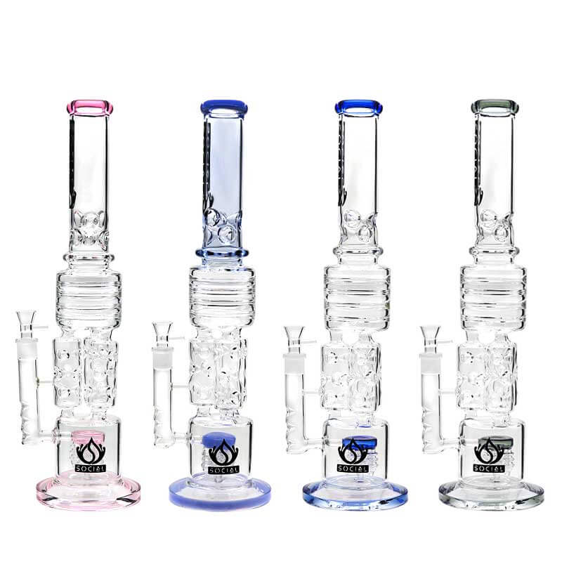 Social LICH KING Triple Ice Catcher Waterpipe (A950) | 21 inch | Assorted Colors - image 1 of 5