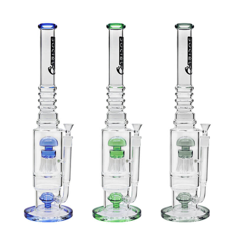 Social ABADDON Jelly Fish Perc Waterpipe (A981) | 18 inch | Assorted Colors - image 1 of 4
