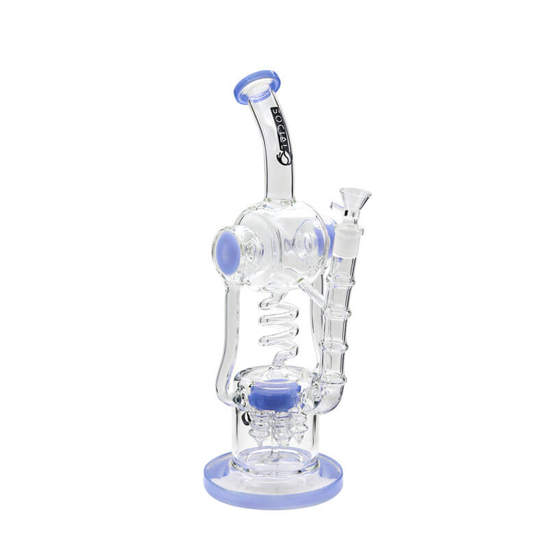 Social AKASHA Dual Cylinder Coil Perc Recycler Waterpipe (A949) | 14.5 inch | Assorted Colors - image 2 of 5