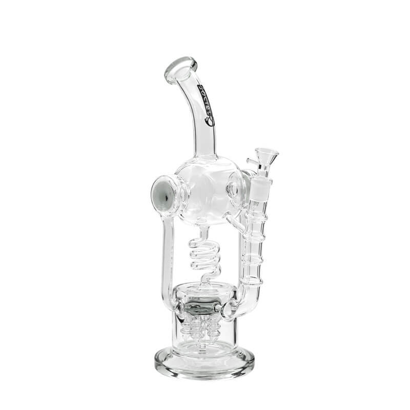 Social AKASHA Dual Cylinder Coil Perc Recycler Waterpipe (A949) | 14.5 inch | Assorted Colors - image 3 of 5