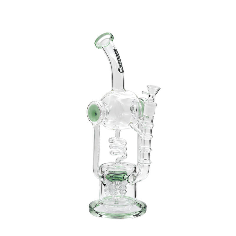 Social AKASHA Dual Cylinder Coil Perc Recycler Waterpipe (A949) | 14.5 inch | Assorted Colors - image 4 of 5
