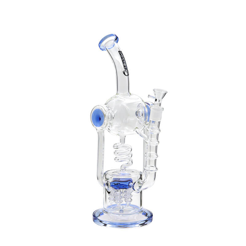 Social AKASHA Dual Cylinder Coil Perc Recycler Waterpipe (A949) | 14.5 inch | Assorted Colors - image 5 of 5