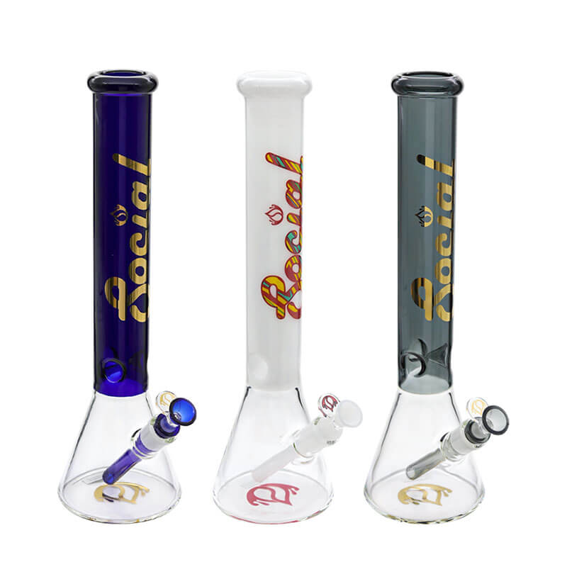 Social GOLD DUST 7mm Beaker Waterpipe (A7-09) | 16 inch | Assorted Colors - image 1 of 4