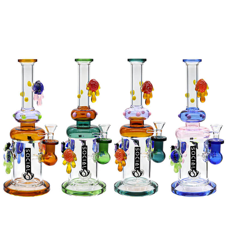 Social SPECTRE Glass on Glass Waterpipe (A698) | 11 inch | Assorted Colors - image 1 of 5