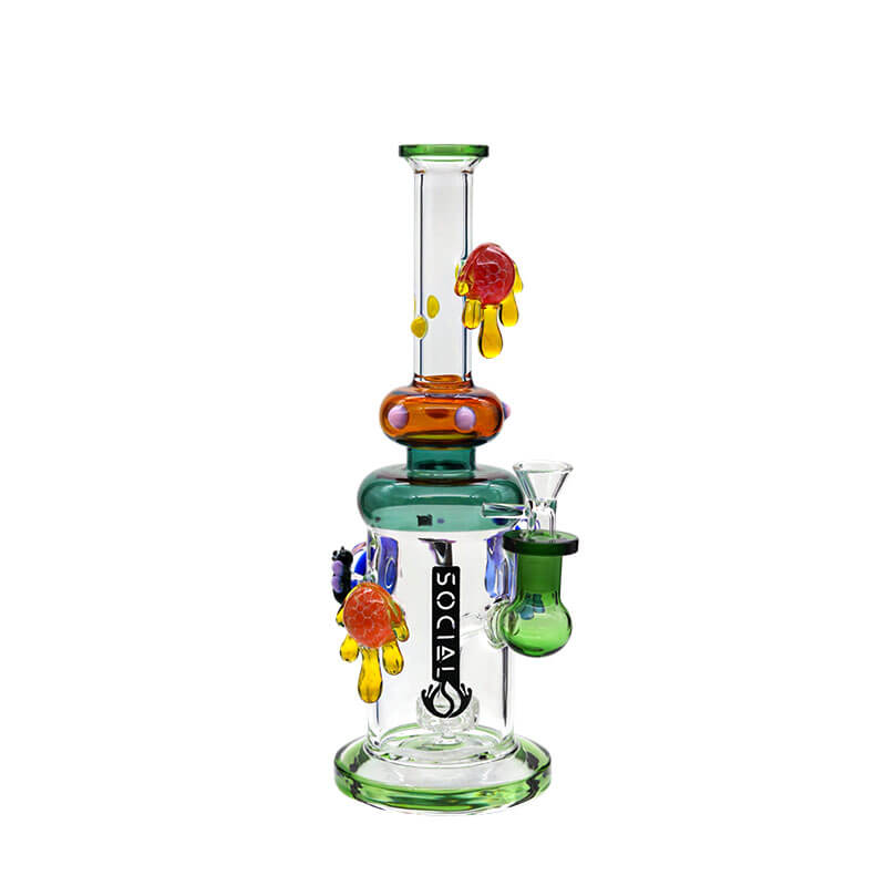 Social SPECTRE Glass on Glass Waterpipe (A698) | 11 inch | Assorted Colors - image 4 of 5