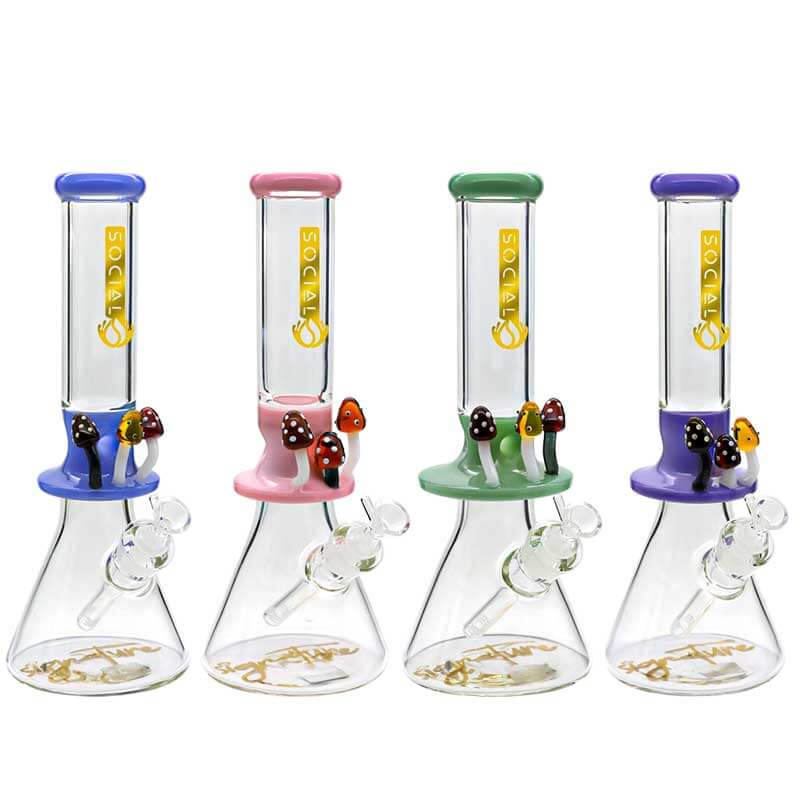 Social Signature Series MEEPO Mushrooms 9mm Beaker Waterpipe (A886) | 14 inch | Assorted Colors - image 1 of 5