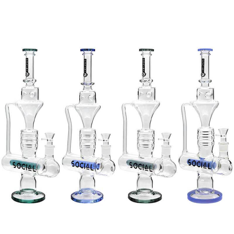 Social LYCAN Inline Perc Funnel Waterpipe (A859) | 18 inch | Assorted Colors - image 1 of 5