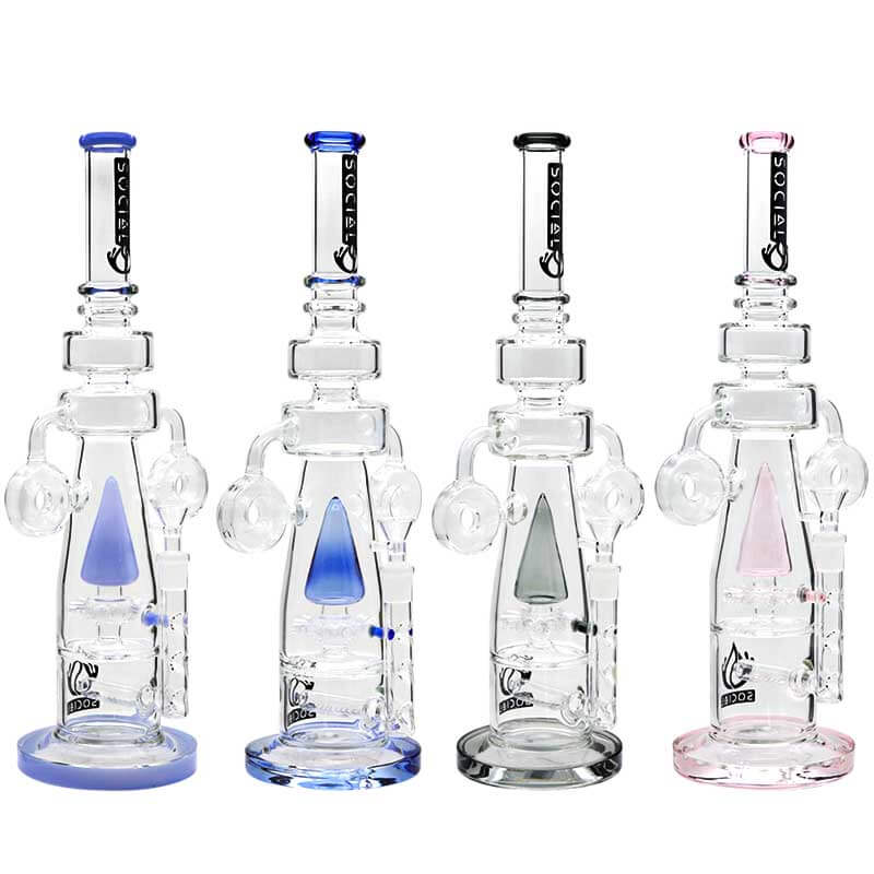 Social EARTHSHAKER Dual Donut Sprinkler Cone Waterpipe (A277) | 18 inch | Assorted Colors - image 1 of 5