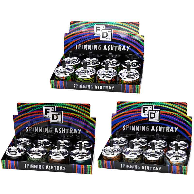 Faded Daily Metal Spinning Ashtray (FD5003) | 8 Count Display | Assorted Colors product image