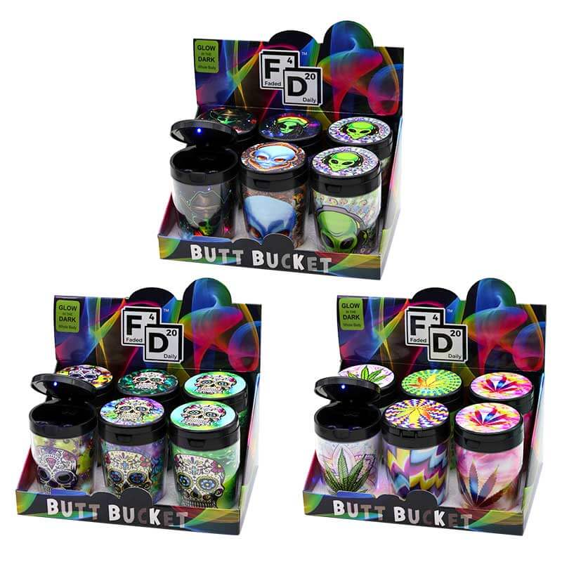 Faded Daily Butt Bucket LED Glow in the Dark Ashtray | 6 Count Display product image