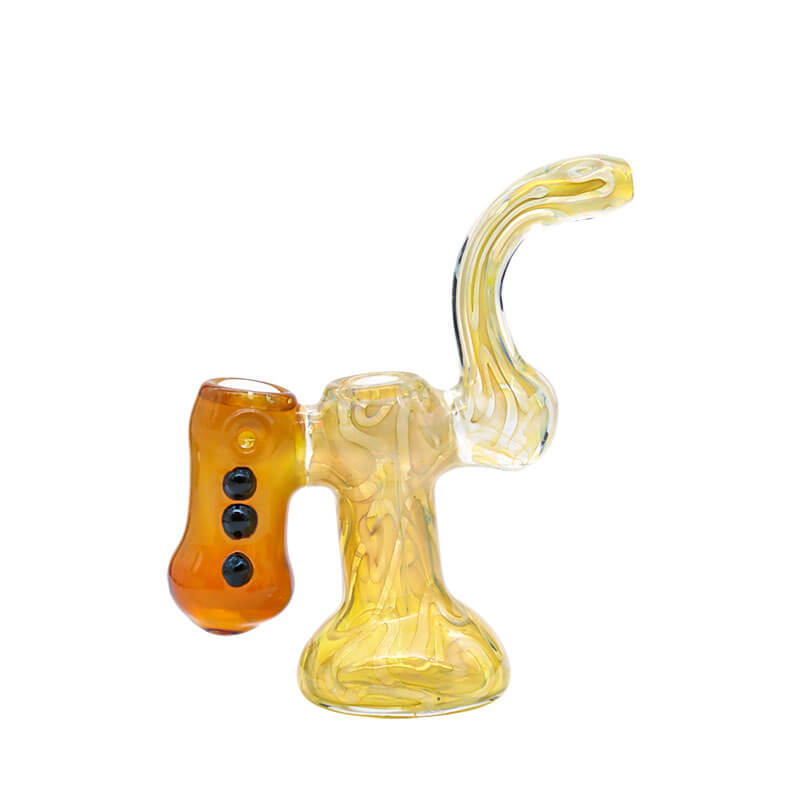 Fumed Dual Bowl Flat Tip Bubbler Handpipe (MS76) | 7 inch product image