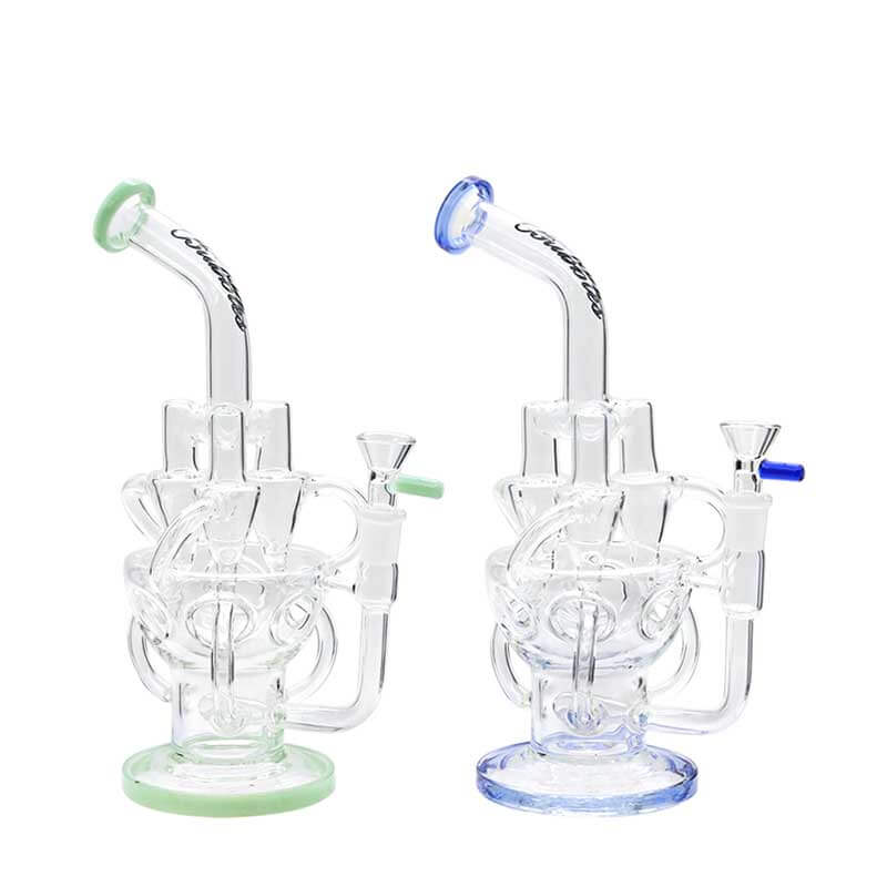 Angel Fab Egg Double Cylinder Recycler Waterpipe (MT007) | 11 inch product image
