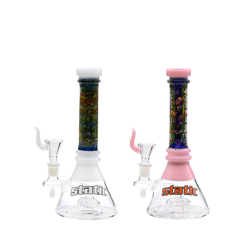 Static Bubble Neck Beaker Waterpipe (7413) | 9 inch | Assorted Colors product image