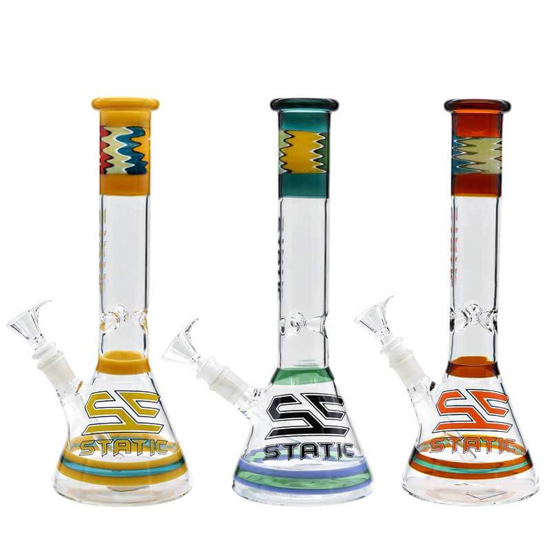 Static Wig Wag Neck Beaker Waterpipe (6213) | 14 inch | Assorted Colors product image
