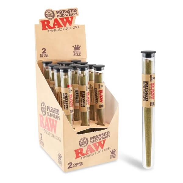 RAW Pressed Bud Wraps Pre-Rolled Flower Cones | King Size | 3 Pack | 12 Count Display - image 2 of 2