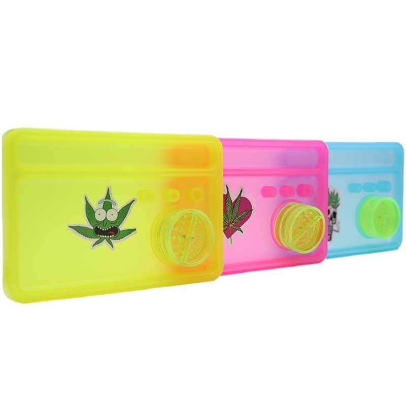 Multi Slots Plastic Tray with Grinder | Assorted Colors product image