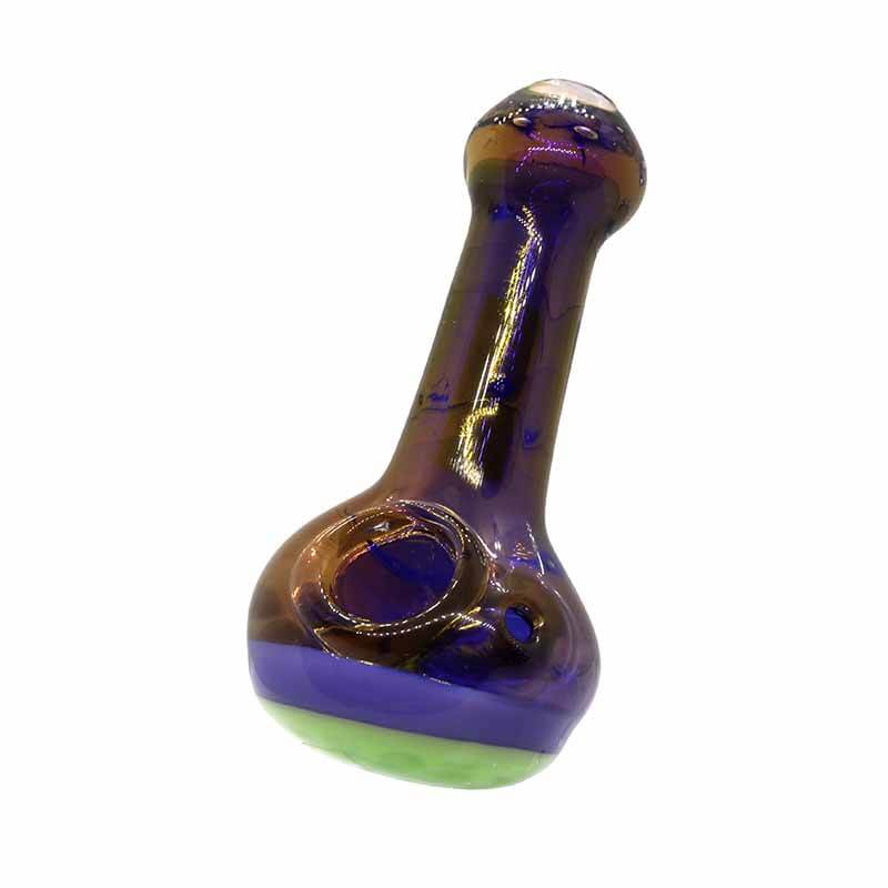 Gold Fumed Double Glass Handpipe with Slime Color Honeycomb on the Head (SB-3311/3711) | 5 inch product image