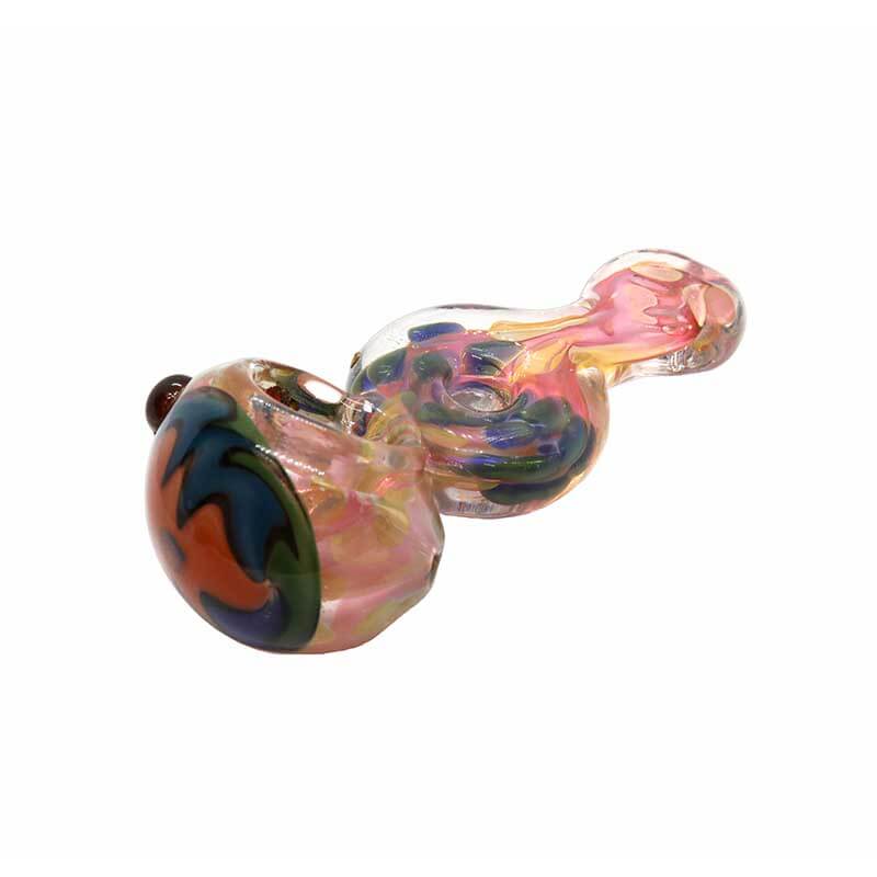 Gold Fumed Donut Handpipe with Reverse Artwork on the Head | 3.5 inch product image